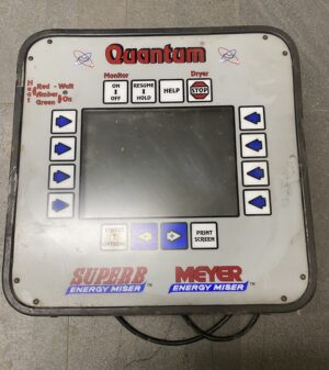 Used Brock Quantum dryer control panel with touchscreen and directional keypad.