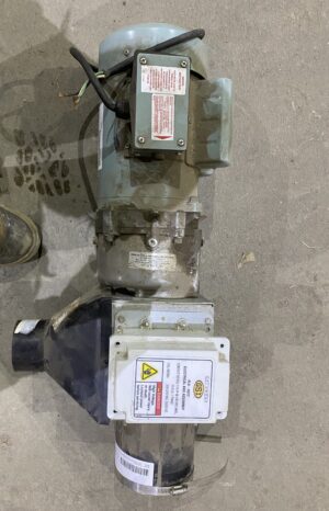 Complete 5‑inch flex auger drive kit with motor, gearbox, electrical box, and discharge spout laid on a concrete floor